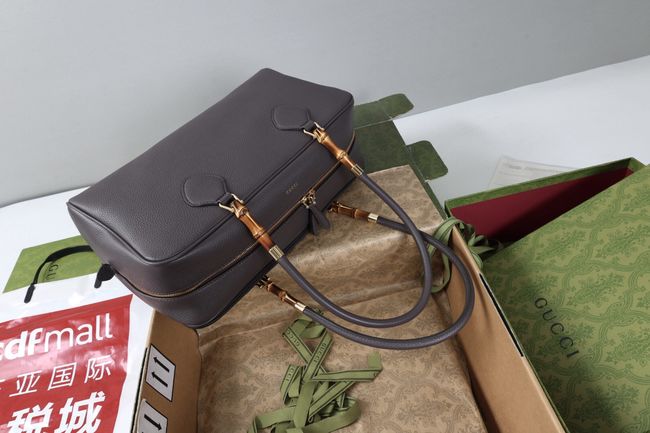 Gucci Large boston bag with bamboo A006OD gray