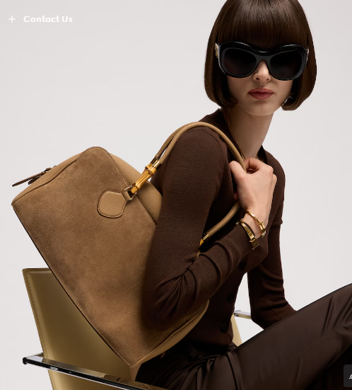 Gucci Large boston bag with bamboo soft suede A006OD dark beige