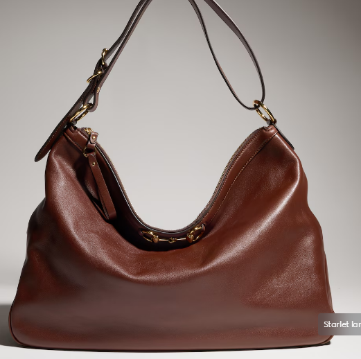 Gucci Starlet large shoulder bag soft leather A00CI2 Dark brown