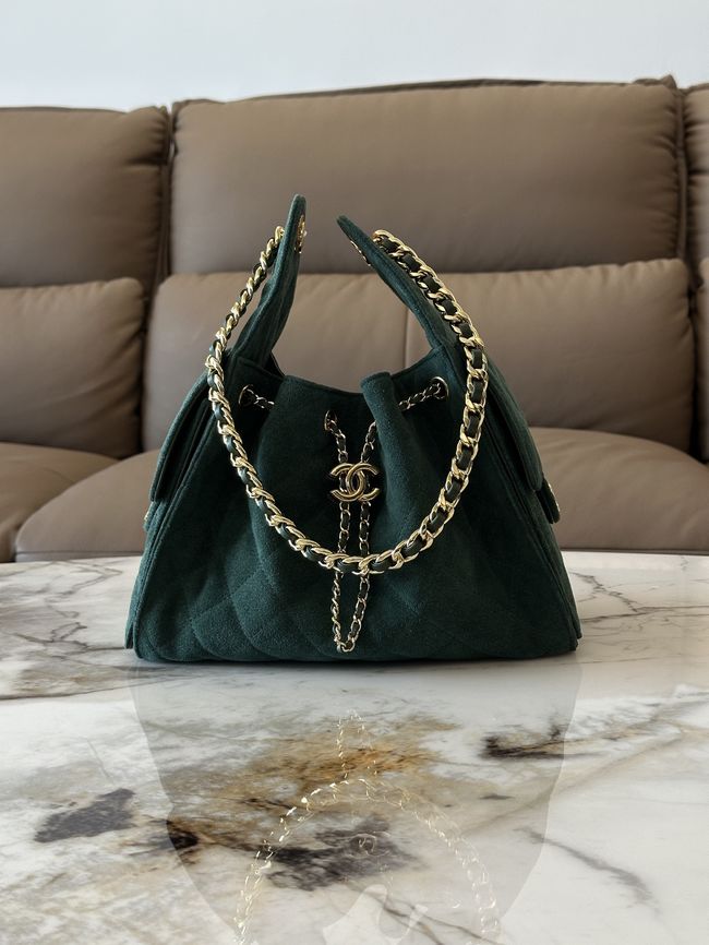 CHANEL 25 Small Handbag Suede AS5293 dark blue