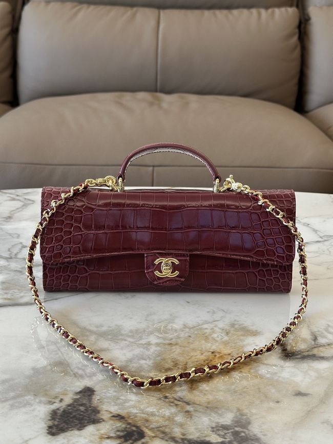 Chanel Clutch with chain Crocodile Embossed AP5280 Burgundy