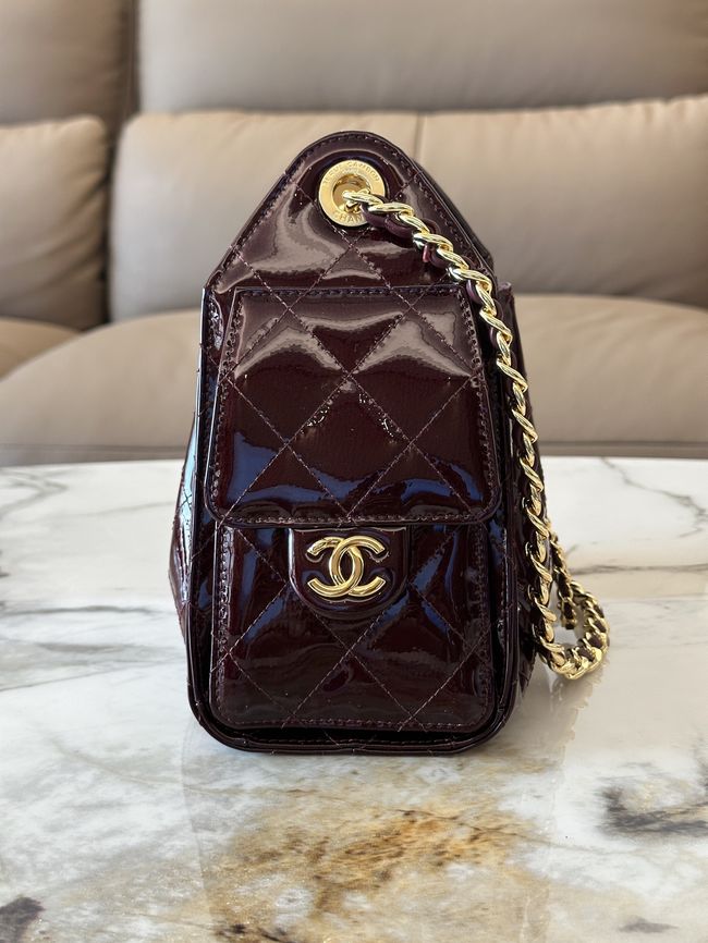 CHANEL 25 Mini Handbag patent leather AS5631 Burgundy CHANEL 25 Mini Handbag patent leather AS5631 Burgundy