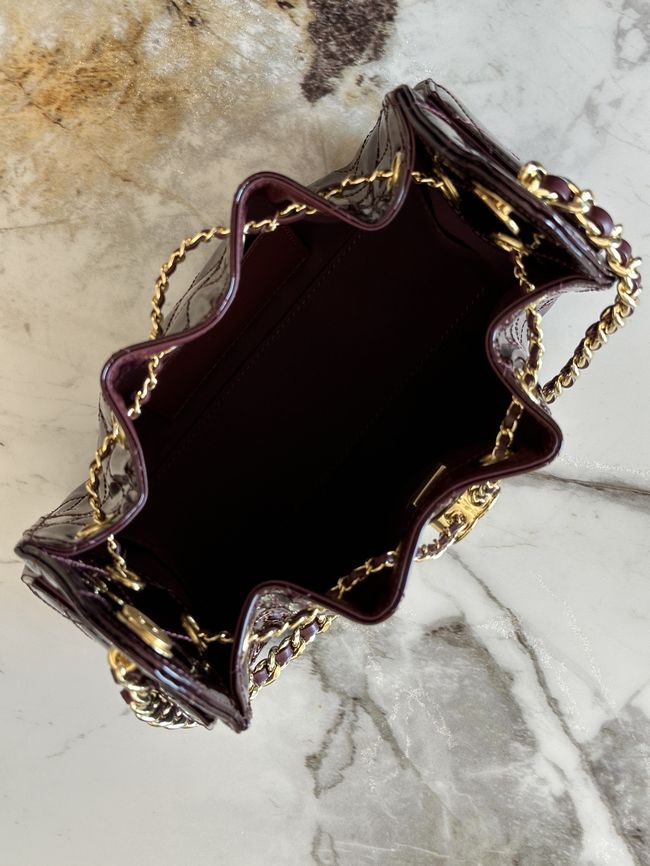 CHANEL 25 Mini Handbag patent leather AS5631 Burgundy CHANEL 25 Mini Handbag patent leather AS5631 Burgundy