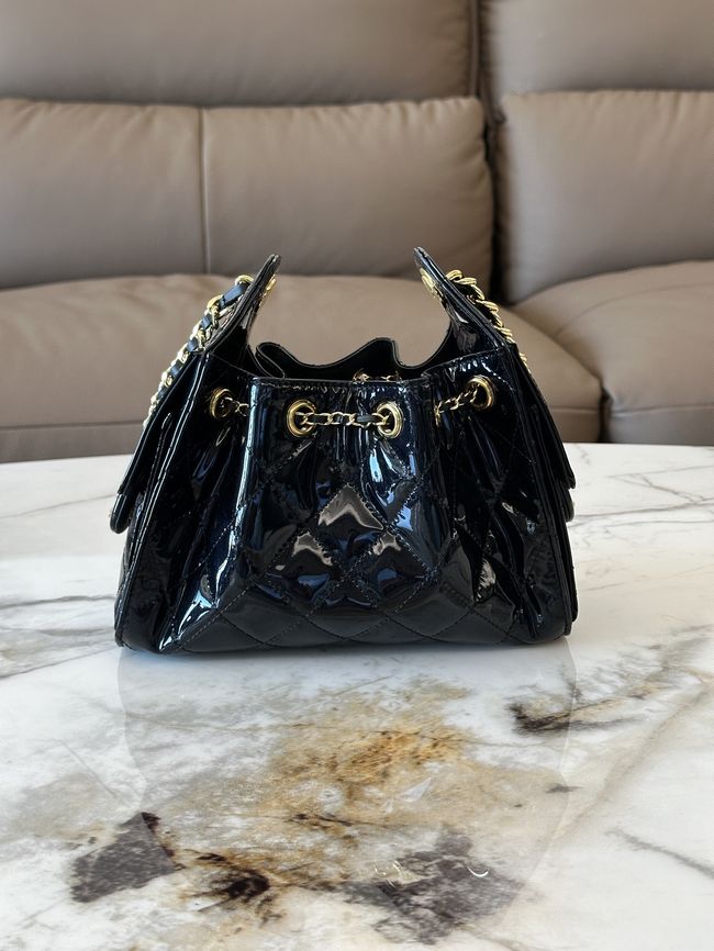 CHANEL 25 Mini Handbag patent leather AS5631 black CHANEL 25 Mini Handbag patent leather AS5631 black