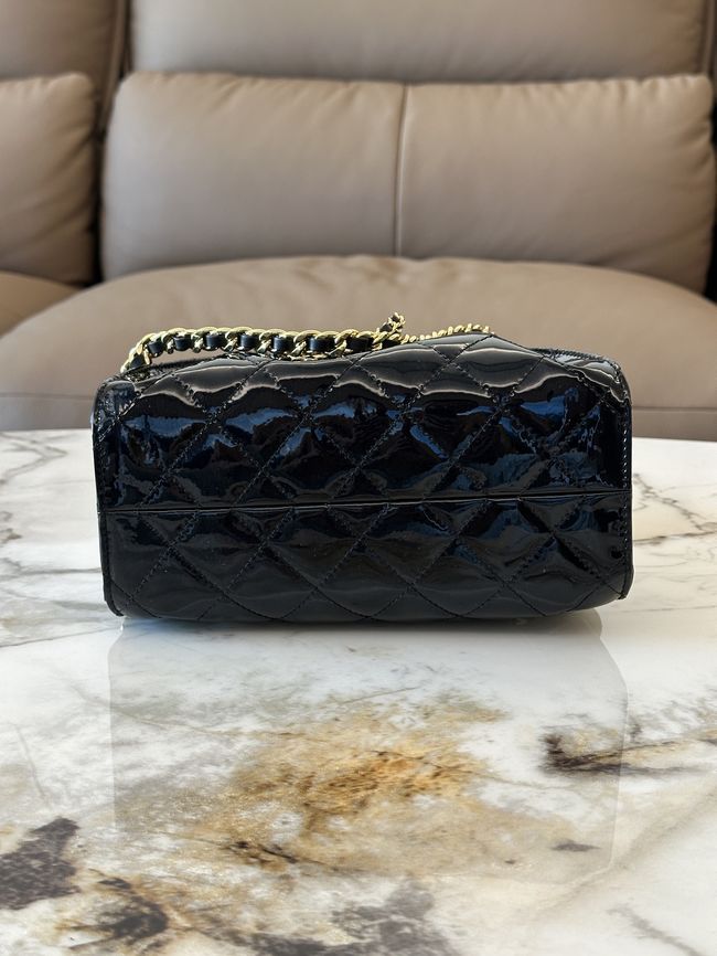 CHANEL 25 Mini Handbag patent leather AS5631 black CHANEL 25 Mini Handbag patent leather AS5631 black