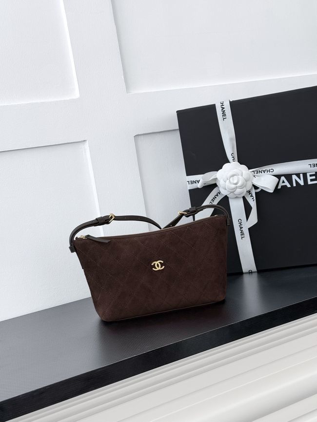 CHANEL Hobo Bag Suede AS5322 dark brown