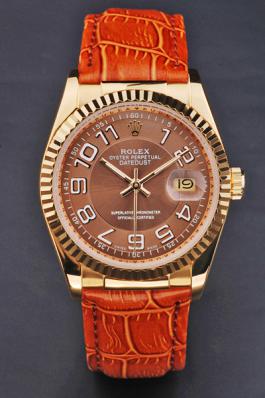 Rolex Datejust Golden Surface Leather 34mm Men Watch-RD4016 Rolex Datejust Golden Surface Leather 34mm Men Watch-RD4016
